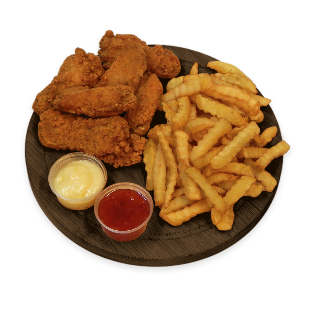 Meniu Aripioare Crispy cu Cartofi Prăjiți și Salată