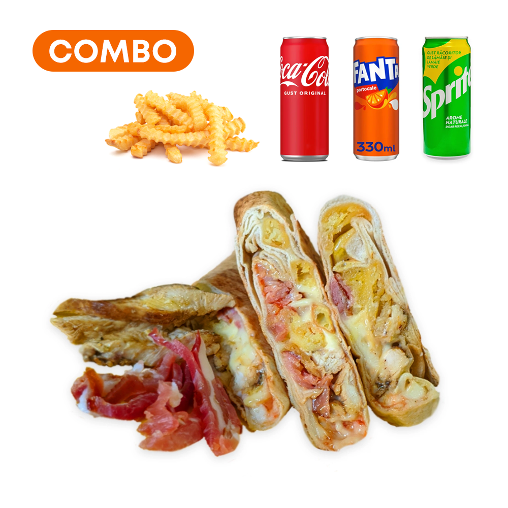 Combo Toast Rolinni cu Cartofi Prăjiți + Suc / Apă