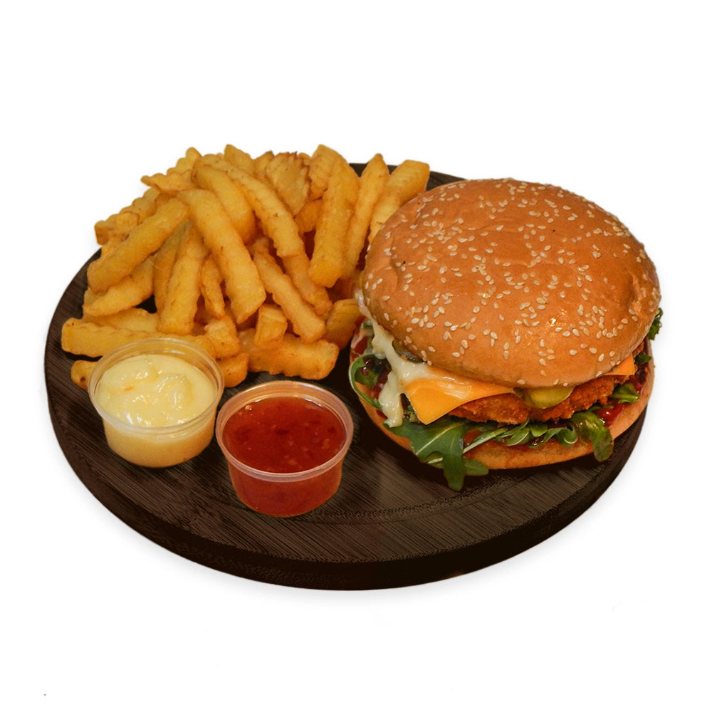 Meniu American Cheeseburger cu Cartofi Prăjiți