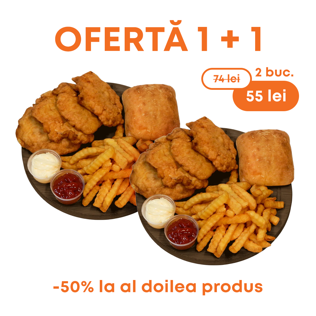 Meniu Șnițel Piept Pui 1+1